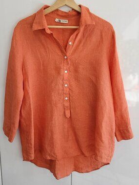 Lanificio Colombo Women's 100% Linen Shirt Size US 14